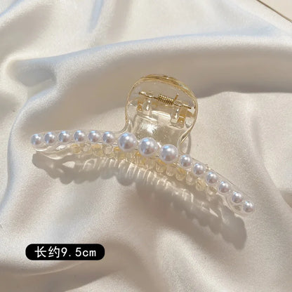 Large Pearl Hair Claw Clip Acrylic Fashion Barrette Stylish - Smarsty