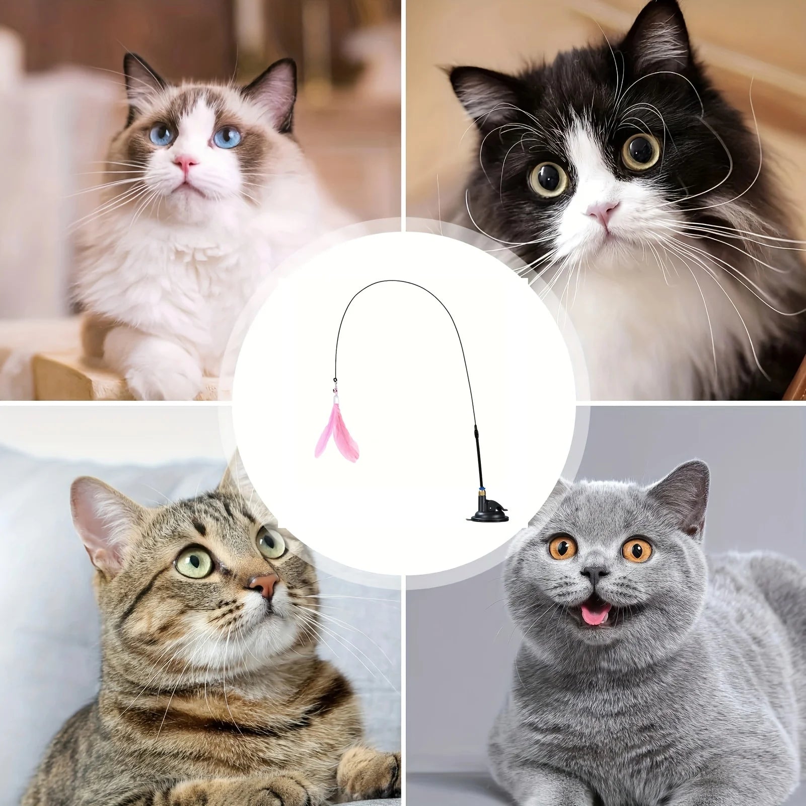 Interactive Cat Teaser Toy with Bell and Feather Wand - Smarsty