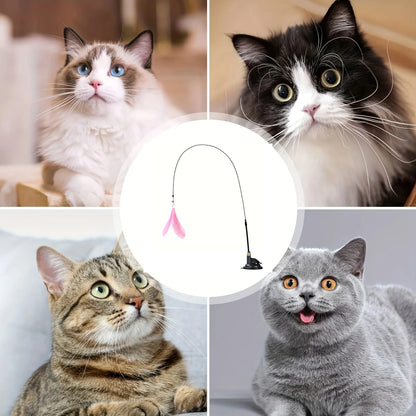 Interactive Cat Teaser Toy with Bell and Feather Wand - Smarsty