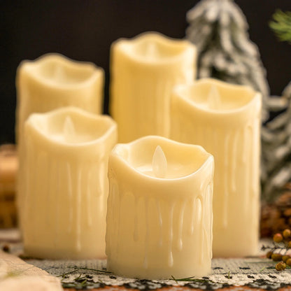 5cm Flameless LED Tealight Battery Operated Simulation Flickering Pillar Candles PP Candles Light Tear Shaped for Party Festive