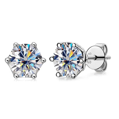 1 CT D Color Moissanite Stud Earrings Sparkling 925 Silver - Smarsty