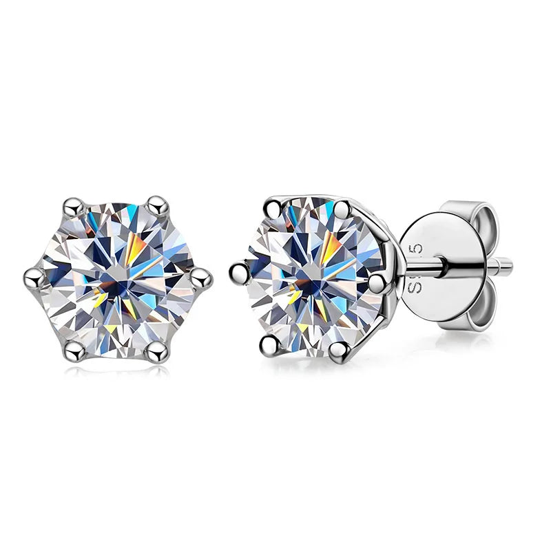 1 CT D Color Moissanite Stud Earrings Sparkling 925 Silver - Smarsty