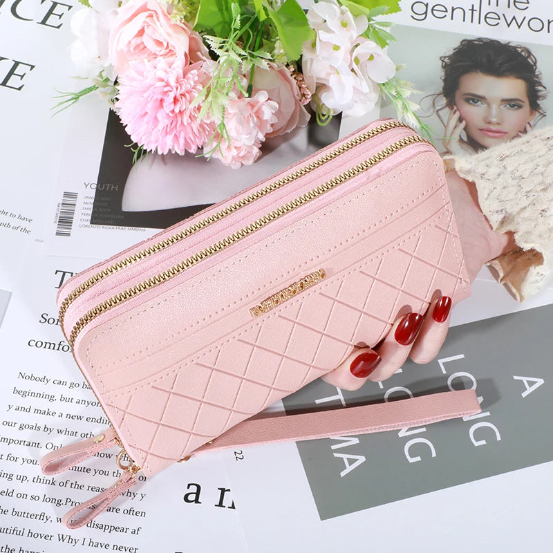 Long Women's Wallet Female Purses Tassel Coin Purse Card Holder Wallets Double Zipper Pu Leather Clutch Luxury Money Phone Bag - Smarsty