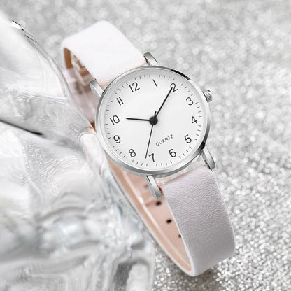 Fashion Women's Quartz Watch with Leather Band and Diamonds - Smarsty