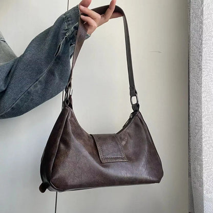 Vintage Leather Shoulder Mini Bag Y2K Wasteland Style - Smarsty