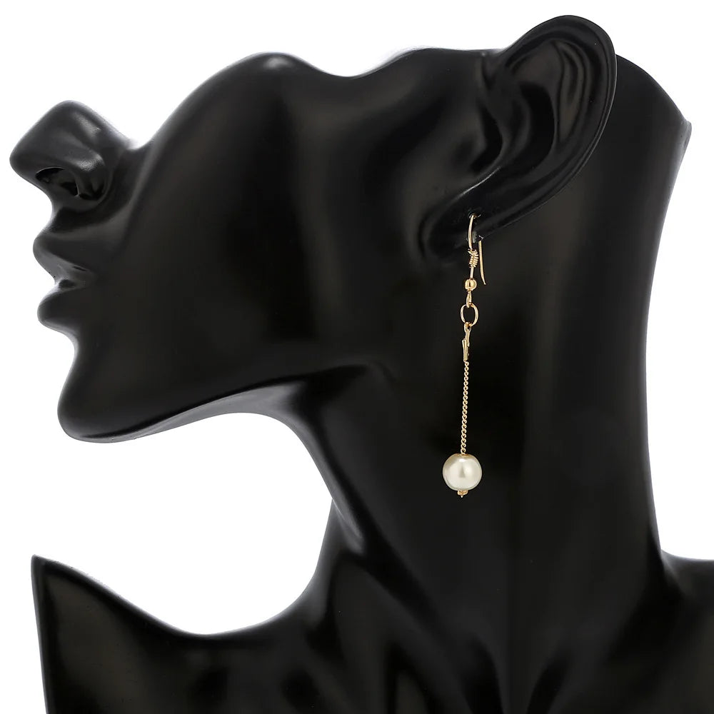Gold Tone Necklace Earrings Bracelet Set With Tassel Pearls - Smarsty