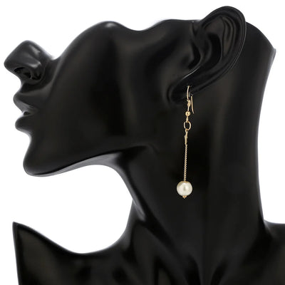 Gold Tone Necklace Earrings Bracelet Set With Tassel Pearls - Smarsty
