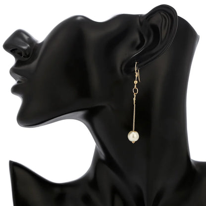 Gold Tone Necklace Earrings Bracelet Set With Tassel Pearls - Smarsty