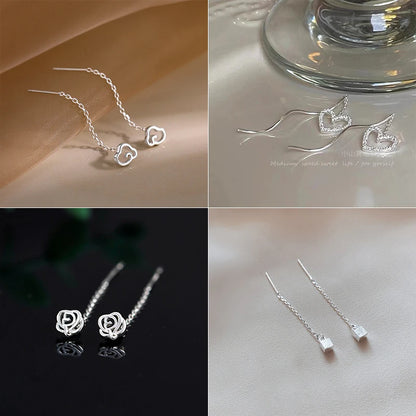 Trendy Long Tassel Heart Drop Earrings for Stylish Women - Smarsty