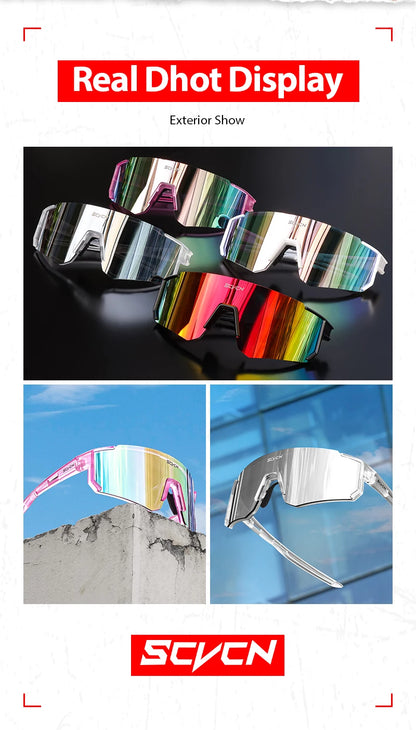 SCVCN new Outdoor Cycling Sunglasses Men MTB Bike Glasses  Sports Mountain Climbing fishing Women Bicycle Cycling UV400 Goggles