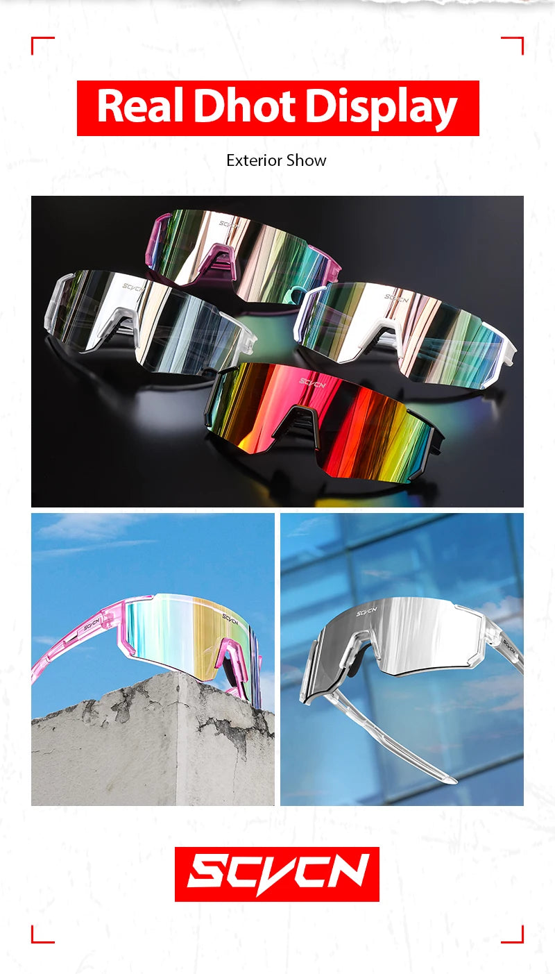SCVCN new Outdoor Cycling Sunglasses Men MTB Bike Glasses  Sports Mountain Climbing fishing Women Bicycle Cycling UV400 Goggles