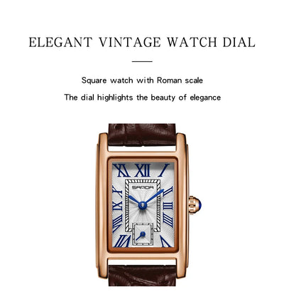 SANDA 1116 Women's Luxury Quartz Watch with Leather Strap - Smarsty