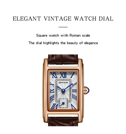 SANDA 1116 Women's Luxury Quartz Watch with Leather Strap - Smarsty