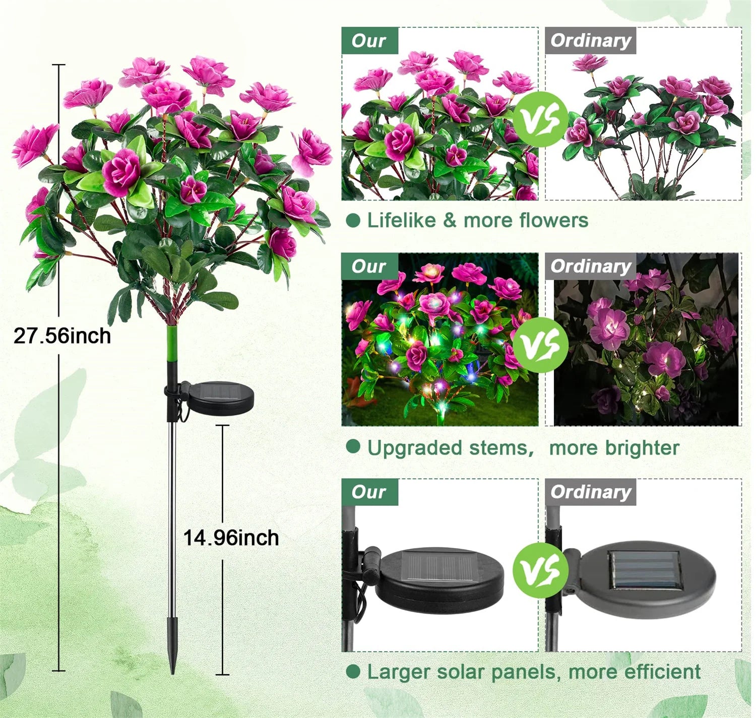 Waterproof LED Solar Azalea Flowers Lamp for Outdoor Decor - Smarsty
