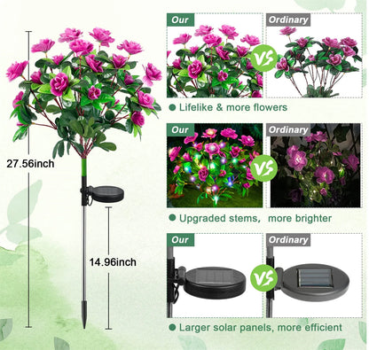 Waterproof LED Solar Azalea Flowers Lamp for Outdoor Decor - Smarsty