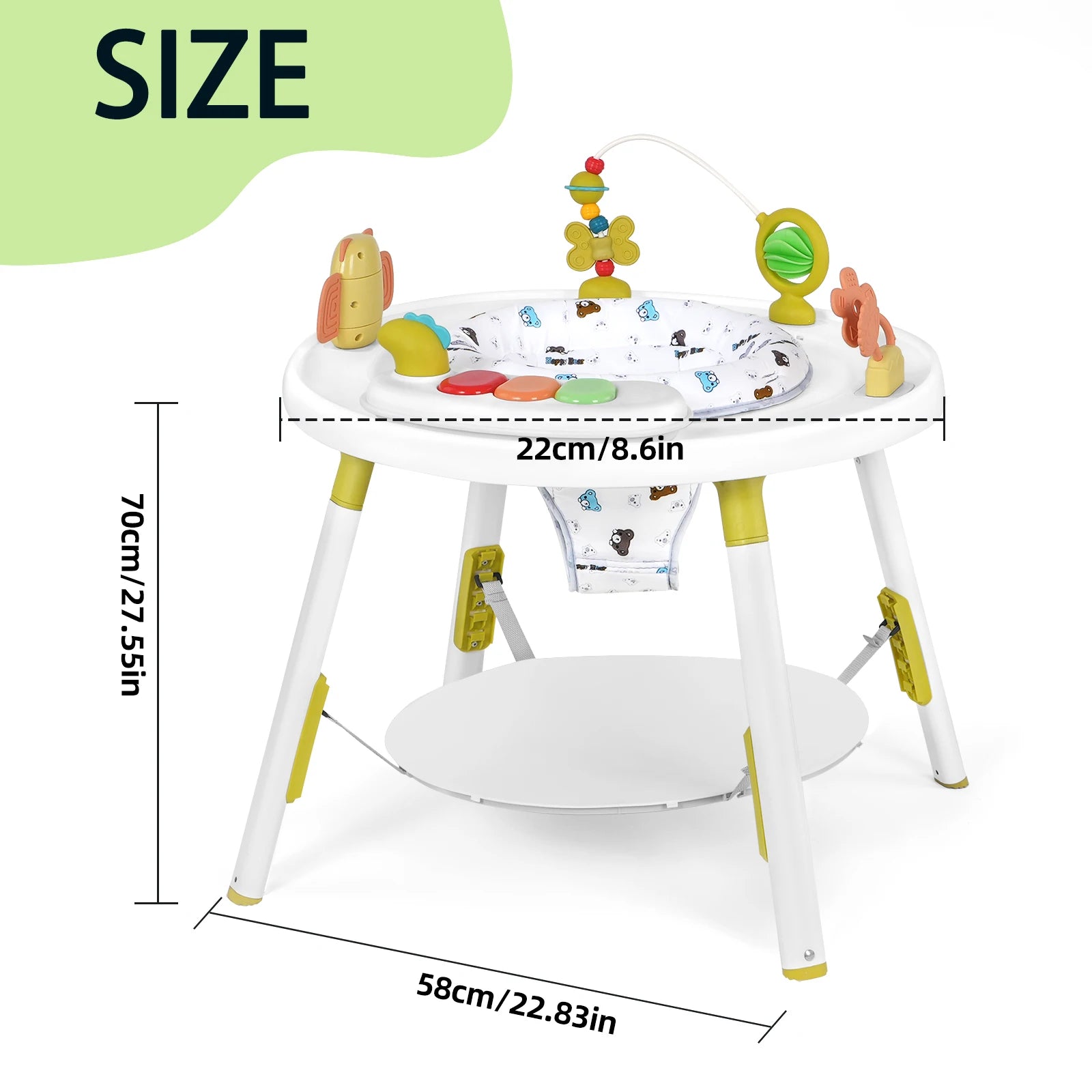 Multi-Functional Baby Play Center – 3-in-1 Activity Center with Removable Toys, 360° Seat & Adjustable Height (Blue/Pink/Green) - Smarsty