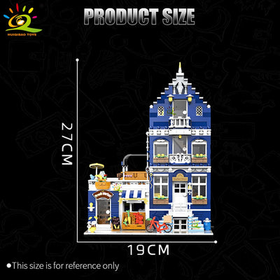 HUIQIBAO Toys MOC City Corner Coffee Shop Architecture Style Street View Micro Building Blocks for Children Construction Bricks - Smarsty