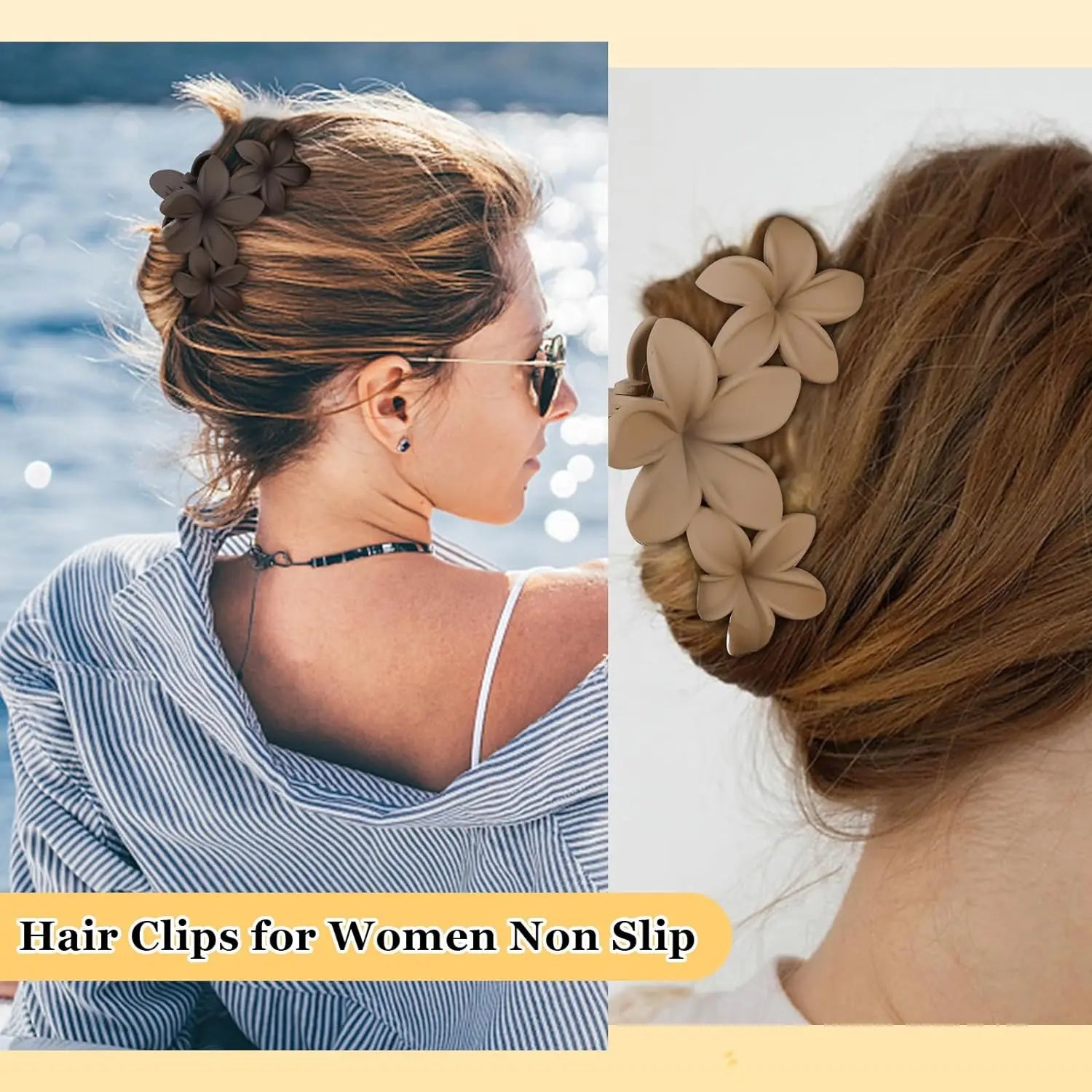 Flower Hair Claw Clip Set Non Slip Matte Beach Style - Smarsty