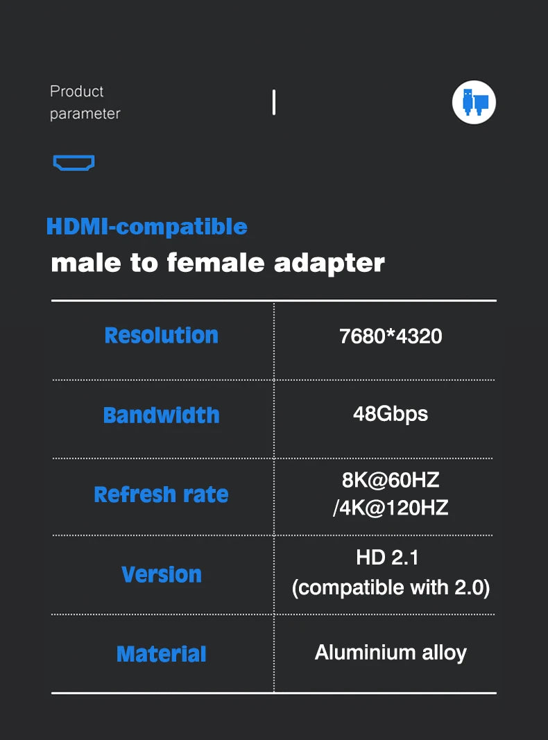 HDMI 2.1 Adapter for 8K 60Hz and 4K 120Hz - Smarsty