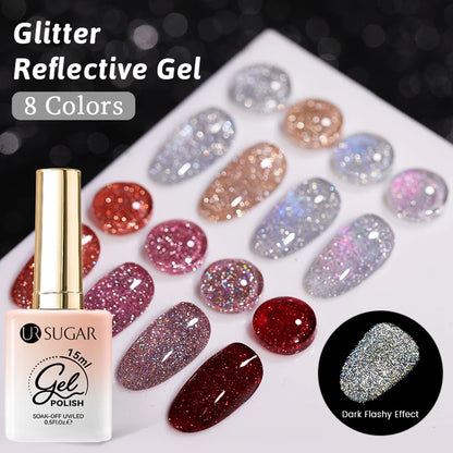UR Sugar 15ml Silver Reflective Gel Polish for Sparkling Nails - Smarsty