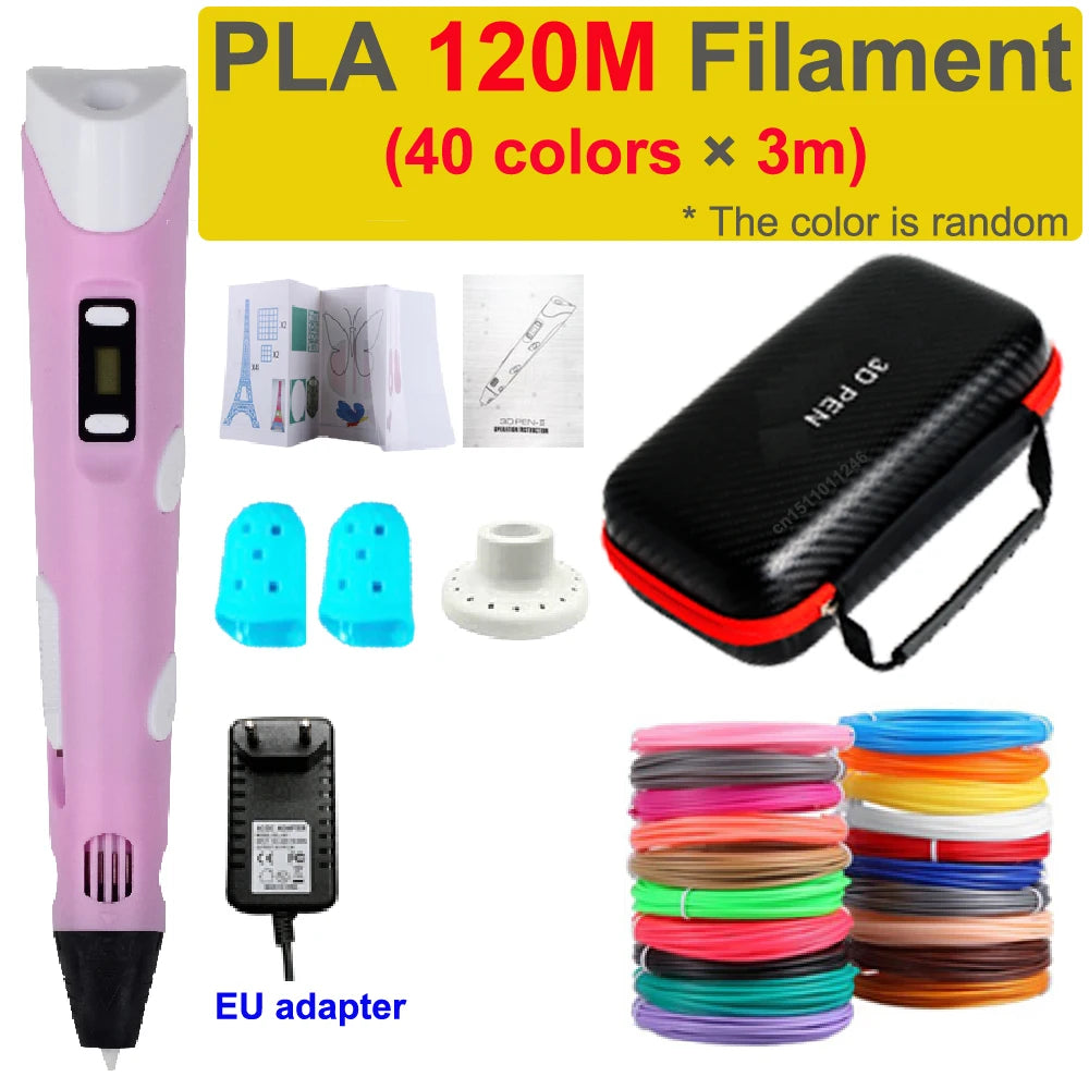 3D Pen 3d Printing Pen Children DIY Drawing Pens PLA Filament Birthday Christmas Boys Girls Gift For Kids With Travel Case - Smarsty