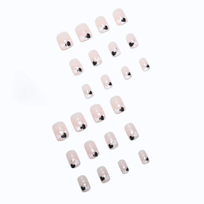 24 Piece Short Square Fake Nails with Colorful French Design - Smarsty