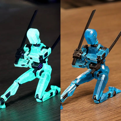 DIY Luminous T13 Multi-Jointed Movable Shapeshift Robot 3D Printed Mannequin Lucky robot and dog Action Figures Toys kids Gifts
