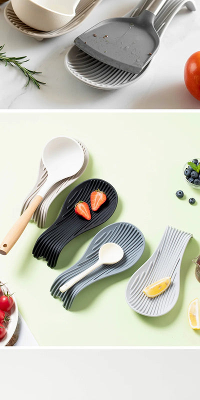 1/4Pcs Silicone Insulated Spoon Holder Heat Resistant Placemat Spoon Holder Cutlery Shelving Kitchen Tools Placemat by Smarsty