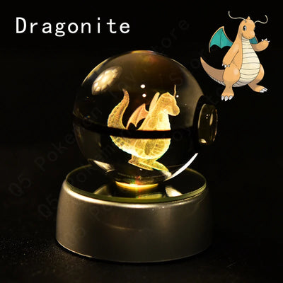 Pokemon Crystal Ball 3D Pikachu Mewtwo Mew Gengar Night Light Lamp Base Pokeball Crystal Pokemon Glass Ball Figure Birthday Gift - Smarsty