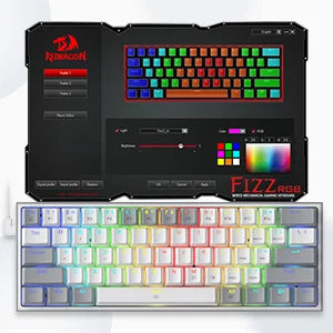 Redragon K617 Fizz 60% Wired RGB Gaming Keyboard, 61 Keys Hot-Swap Compact Mechanical Keyboard Red Switch