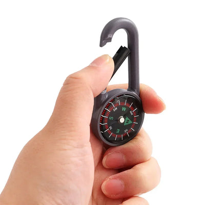 Outdoor Compass Carabiner Mini Camping Keychain Mountaineering Hiking Backpack Buckle with Compass Survival Children Gifts by Smarsty