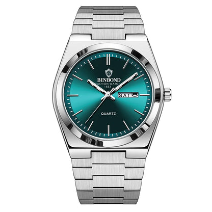Luxury Stainless Steel Men's Watch with Double Calendar - Smarsty