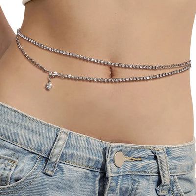 Rhinestone Belly Chain for Summer Beach Fashion - Smarsty