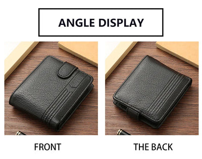 Men's Slim Bifold Wallets Leather Multiple Card Holder Purses with Driver License ID Windows Man Short Wallet with Coin Pouch - Smarsty