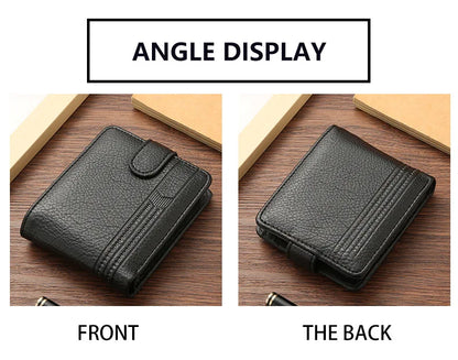Men's Slim Bifold Wallets Leather Multiple Card Holder Purses with Driver License ID Windows Man Short Wallet with Coin Pouch - Smarsty