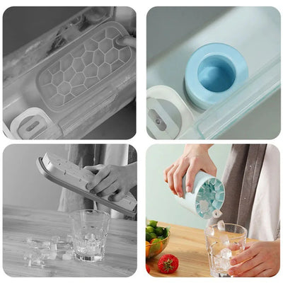 Food grade silicone cylindrical ice tray ice making mold for household kneading, ice storage box, ice cup, quick freezing (small