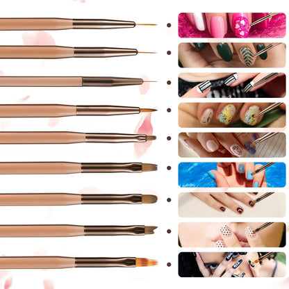 9PCS UV Gel Nail Brush Set for Creative Nail Art - Smarsty