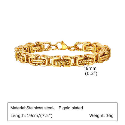 Mens Chunky Byzantine Bracelet Stainless Steel Wristband - Smarsty