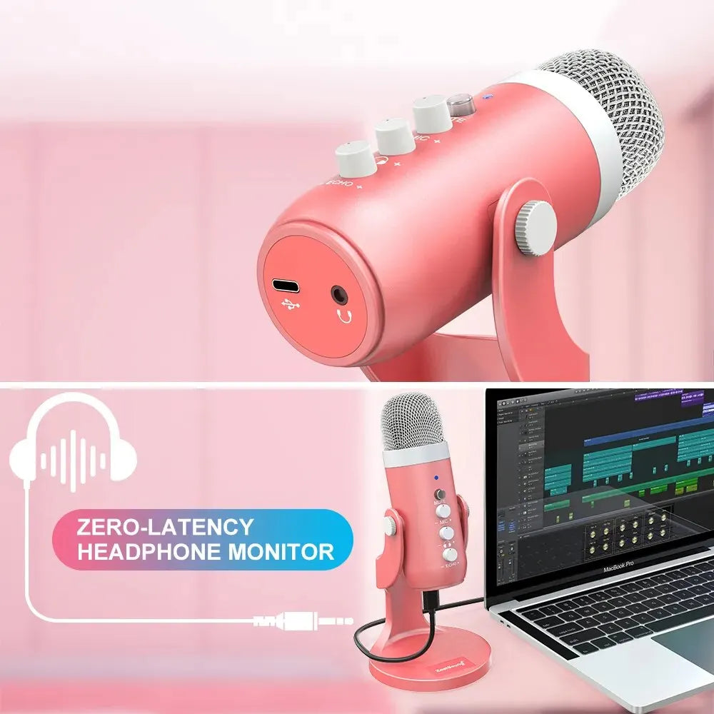 Haomuren Pink USB Condenser Microphone for Streaming - Smarsty