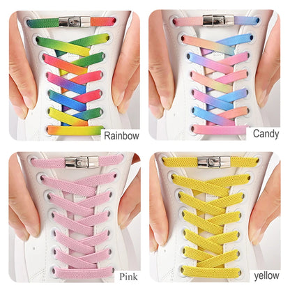 8mm No Tie Shoe Laces Press Lock Shoelaces Without Ties Elastic Laces Sneaker Kids Adult Widened Flat Shoelace for Shoes - Smarsty