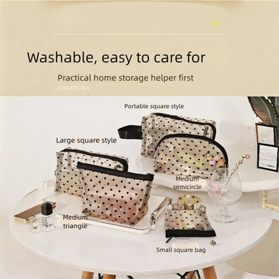 Mesh Heart Makeup Bags Waterproof Washable Organizer - Smarsty