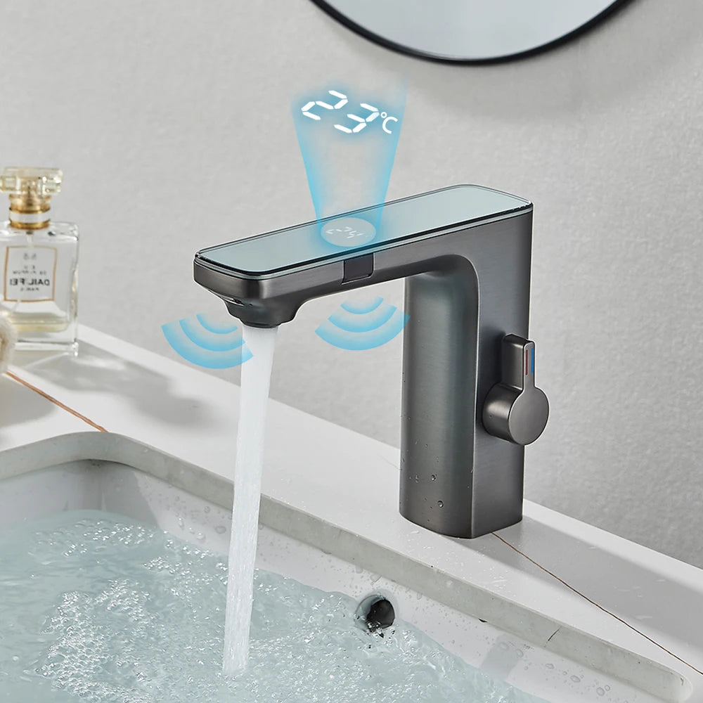 White Smart Sensor Basin Faucet with Digital Display - Smarsty