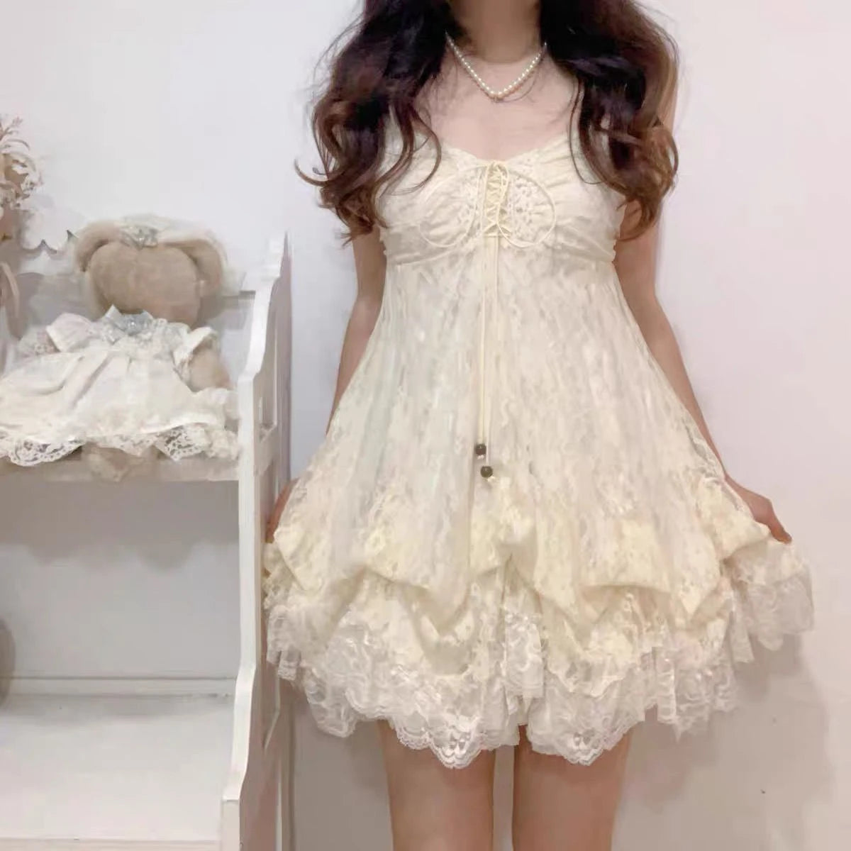 2000s Gothic Vintage Mini Dress Women Sleeveless Strap Party Dress Evening Lace Retro Cltohing Japanese Y2k Black Chic Lolita - Smarsty