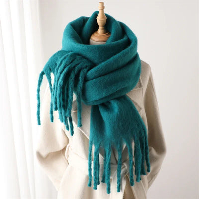 Winter Scarf for Women Cashmere Warm Solid Pashmina Blanket Wraps Female Thick Soft Bufanda Big Tassel Shawl Long Poncho Echarpe - Smarsty