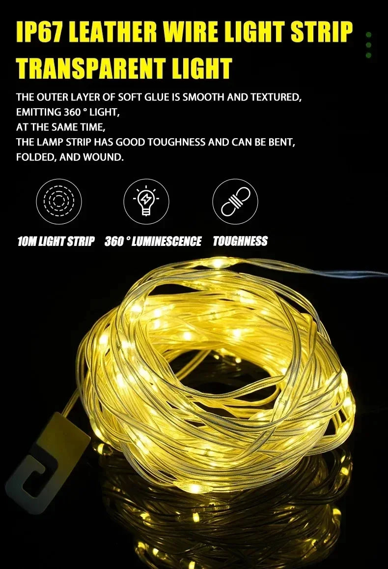 Camping String Lights,33Ft Light with Lanterns (2 in 1 Design),Camping Lights 2000mAh,IPX6 Waterproof,Rechargeable Flashlights by Smarsty
