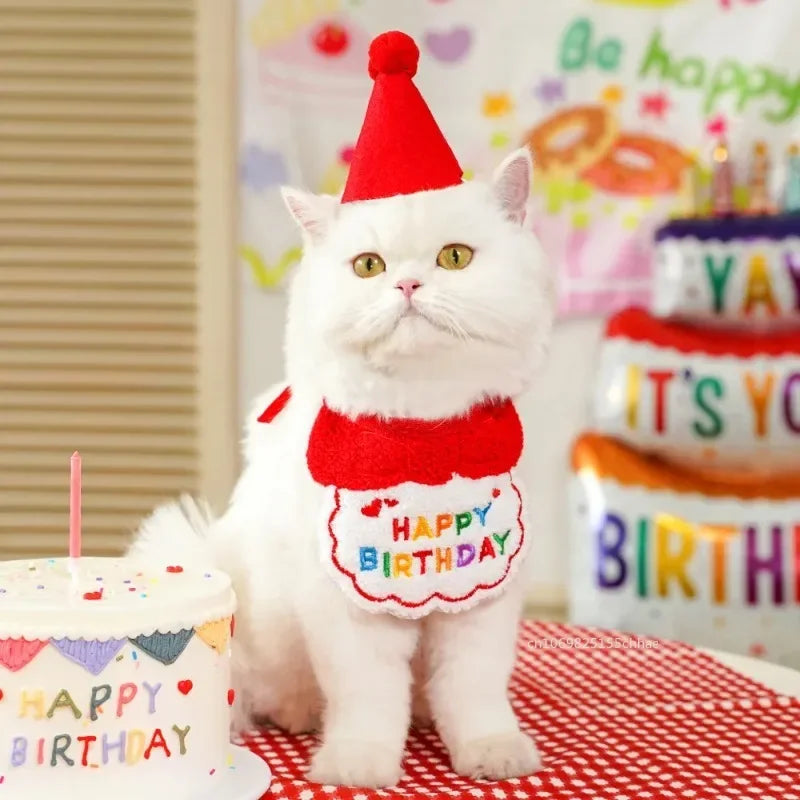 Adjustable Pet Birthday Hat and Bandana Set - Smarsty