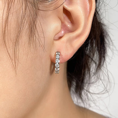 Shiny Zircon Huggie Earrings Tiny Cartilage Hoops Gift - Smarsty