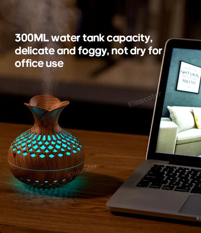 Wood Grain USB Humidifier for Hydration and Aromatherapy - Smarsty