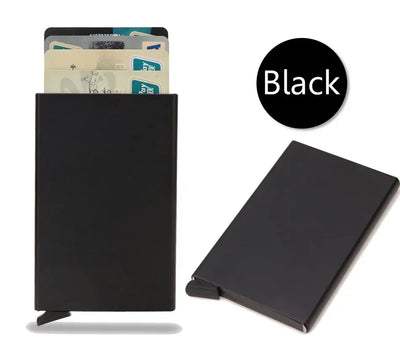 Anti Rfid Blocking Smart Wallet for Men Women ID Bank Credit Card Holder Metal Thin Slim Women Wallets Pop Up Minimalist Purse - Smarsty