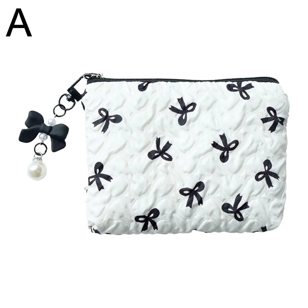 Bow Canvas Makeup Bag Large Capacity Travel Organizer - Smarsty